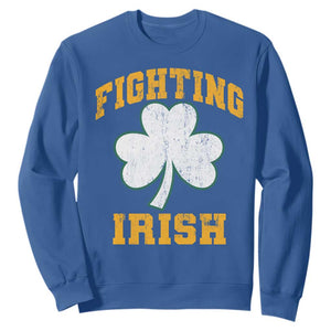 Vintage Fighting Irish Sweatshirt Retro History Gold Shamrock TS10 Royal Blue Print Your Wear