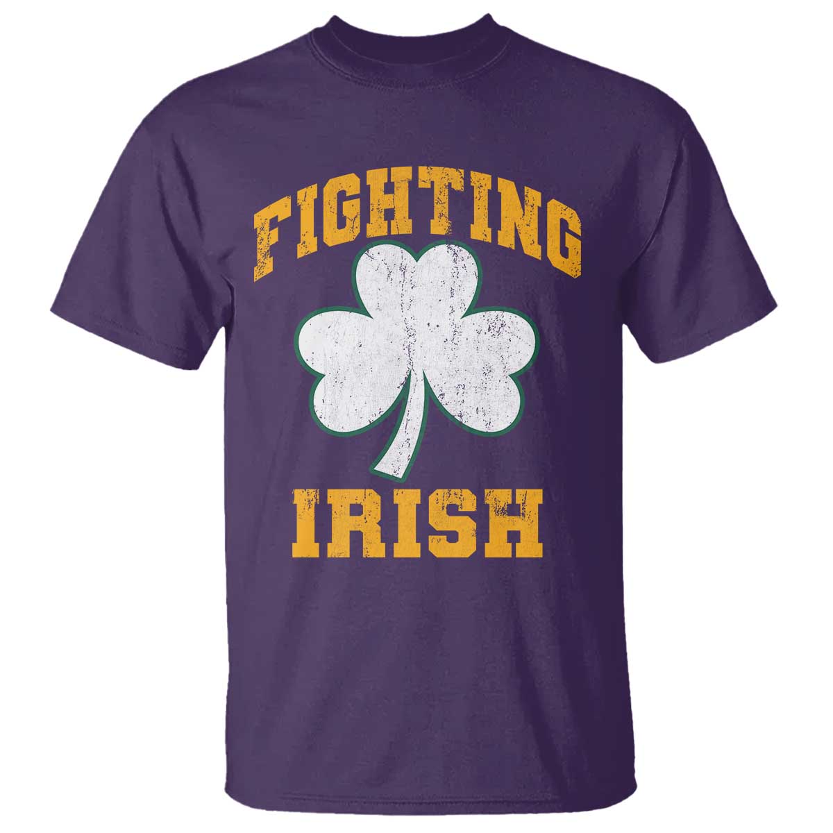 Vintage Fighting Irish T Shirt Retro History Gold Shamrock TS10 Purple Print Your Wear