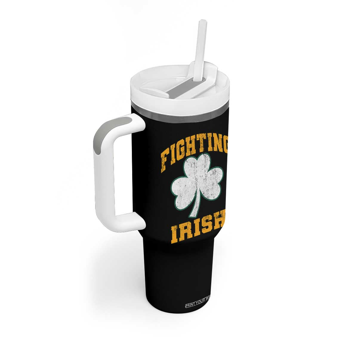 Vintage Fighting Irish Tumbler With Handle Retro History Gold Shamrock TS10 Print Your Wear