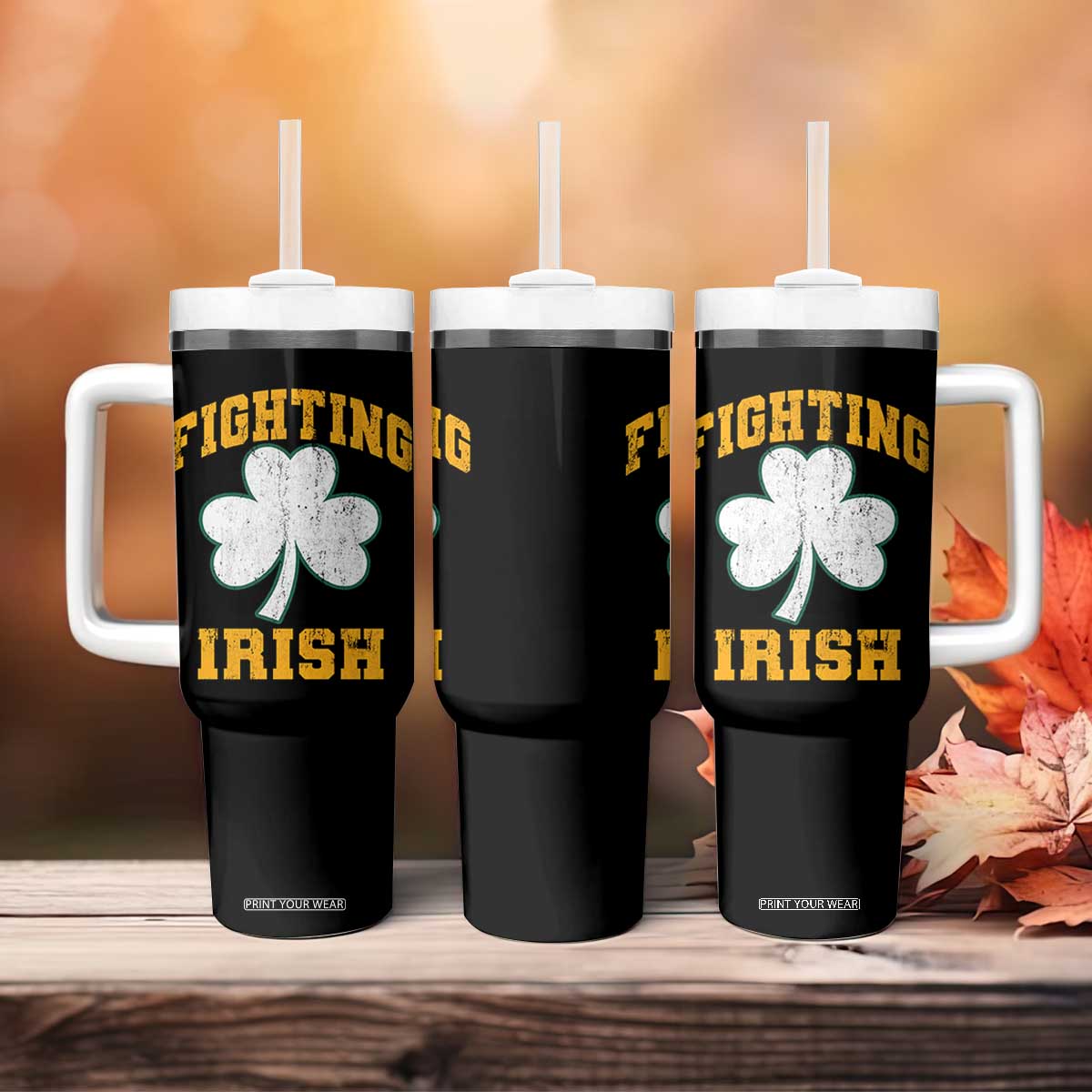 Vintage Fighting Irish Tumbler With Handle Retro History Gold Shamrock TS10 Print Your Wear