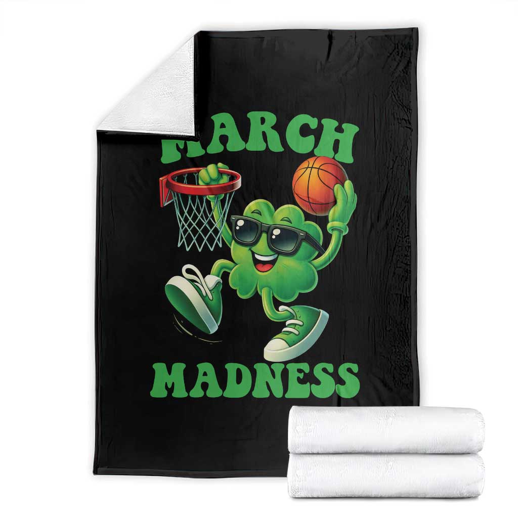 Basketball St Patricks Day Throw Blanket Mad Madness Irish Shamrock Playing Basketball Player Team Boys TS10 Black Print Your Wear