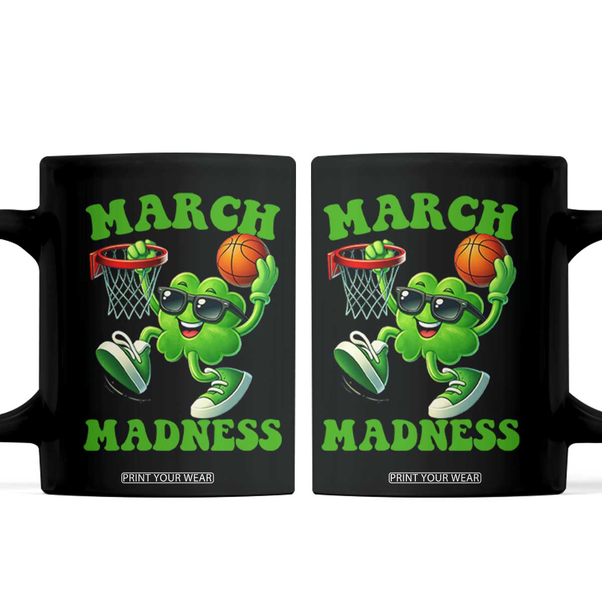 Basketball St Patricks Day Coffee Mug Mad Madness Irish Shamrock Playing Basketball Player Team Boys TS10 Black Print Your Wear