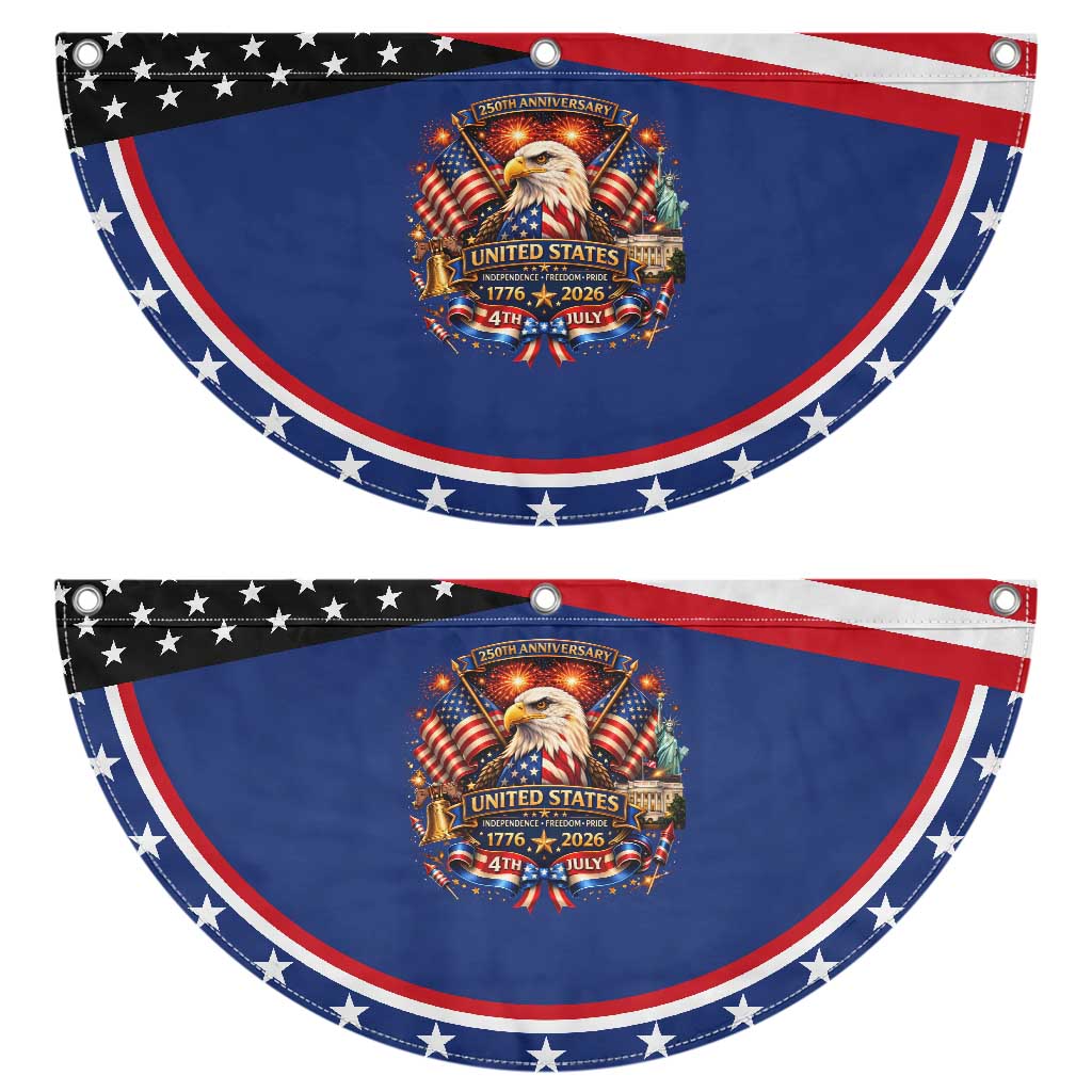 250 Years Of Freedom America Patriotic Fan Flag USA Independence 250th Anniversary 1776 2026 Eagle Flag TS10 2pcs pack Classic Navy Print Your Wear