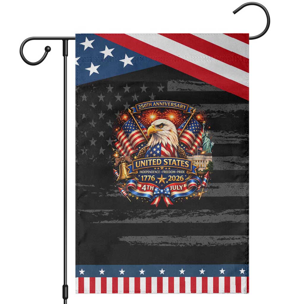 250 Years Of Freedom America Patriotic Garden Flag USA Independence 250th Anniversary 1776 2026 Patriotic Eagle Flag TS10 Distressed Black Blue Print Your Wear
