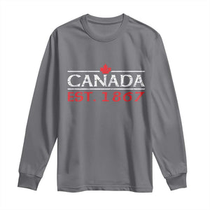 Canadian Maple Leaf Long Sleeve Shirt Canada Flag Vintage Retro Sport TS10 Charcoal Print Your Wear