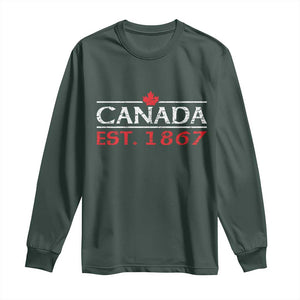 Canadian Maple Leaf Long Sleeve Shirt Canada Flag Vintage Retro Sport TS10 Dark Forest Green Print Your Wear