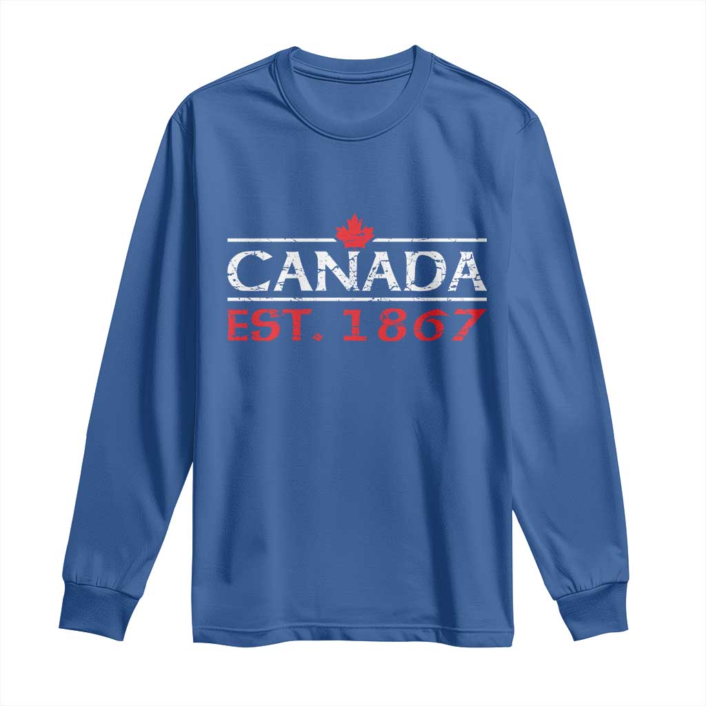 Canadian Maple Leaf Long Sleeve Shirt Canada Flag Vintage Retro Sport TS10 Royal Blue Print Your Wear