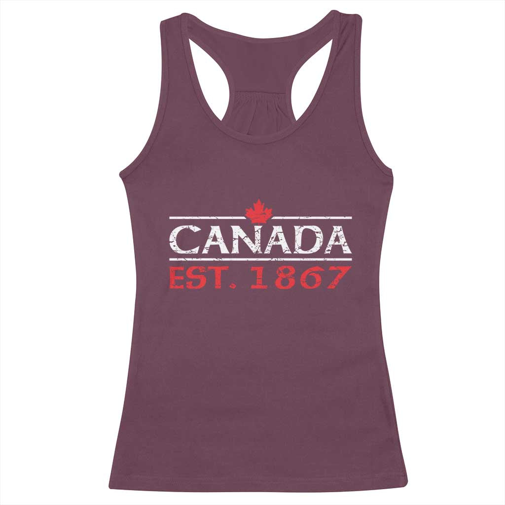 Canadian Maple Leaf Racerback Tank Top Canada Flag Vintage Retro Sport TS10 Maroon Print Your Wear