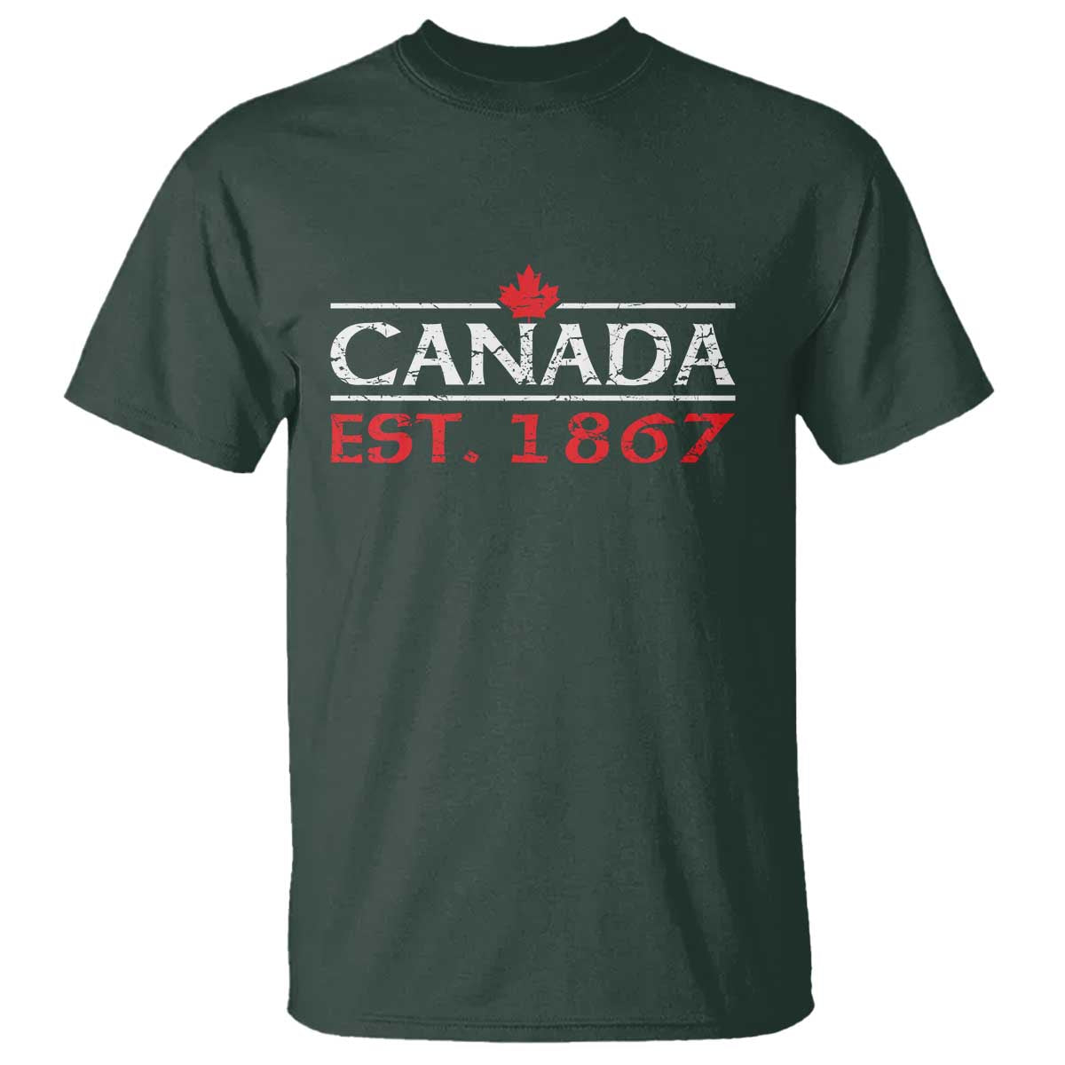 Canadian Maple Leaf T Shirt Canada Flag Vintage Retro Sport TS10 Dark Forest Green Print Your Wear