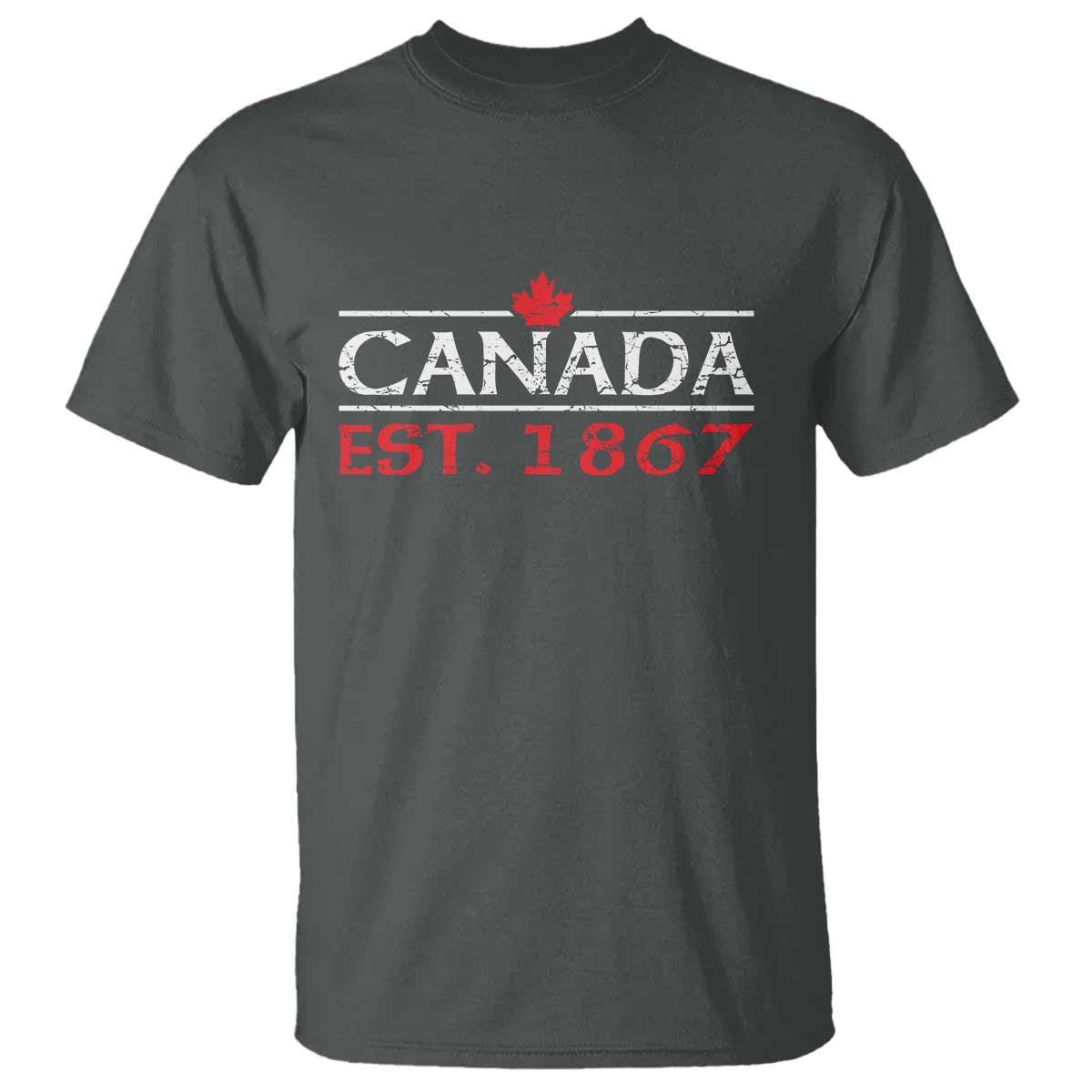 Canadian Maple Leaf T Shirt Canada Flag Vintage Retro Sport TS10 Dark Heather Print Your Wear