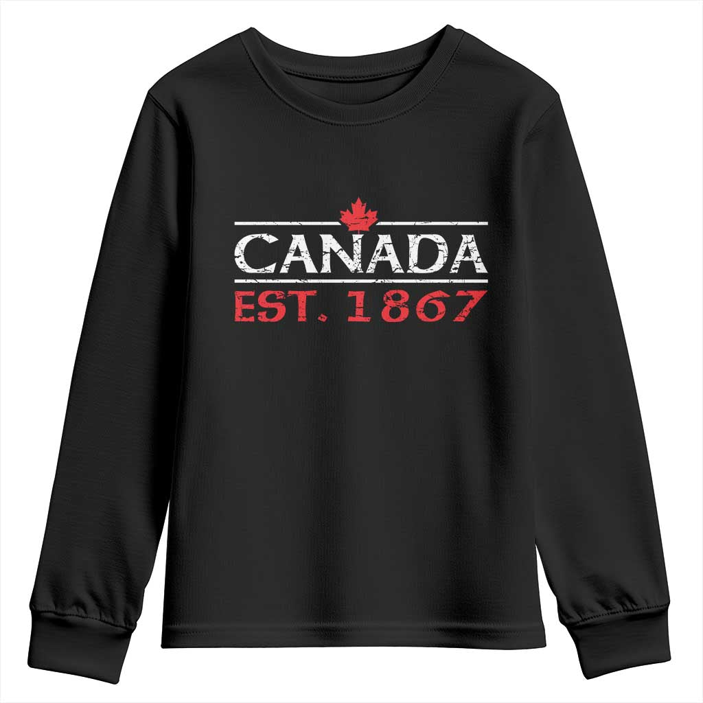 Canadian Maple Leaf Youth Sweatshirt Canada Flag Vintage Retro Sport TS10 Black Print Your Wear