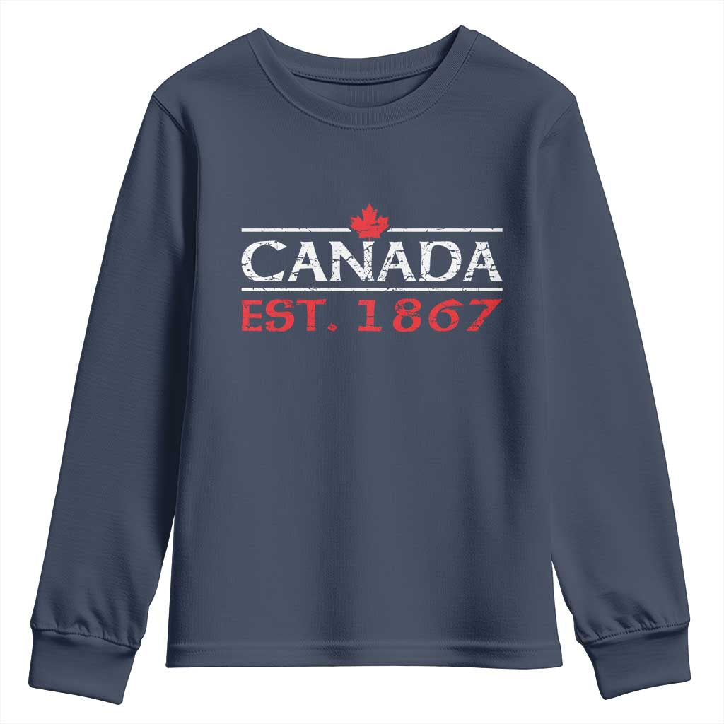 Canadian Maple Leaf Youth Sweatshirt Canada Flag Vintage Retro Sport TS10 Navy Print Your Wear