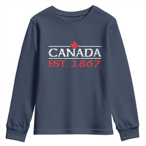 Canadian Maple Leaf Youth Sweatshirt Canada Flag Vintage Retro Sport TS10 Navy Print Your Wear