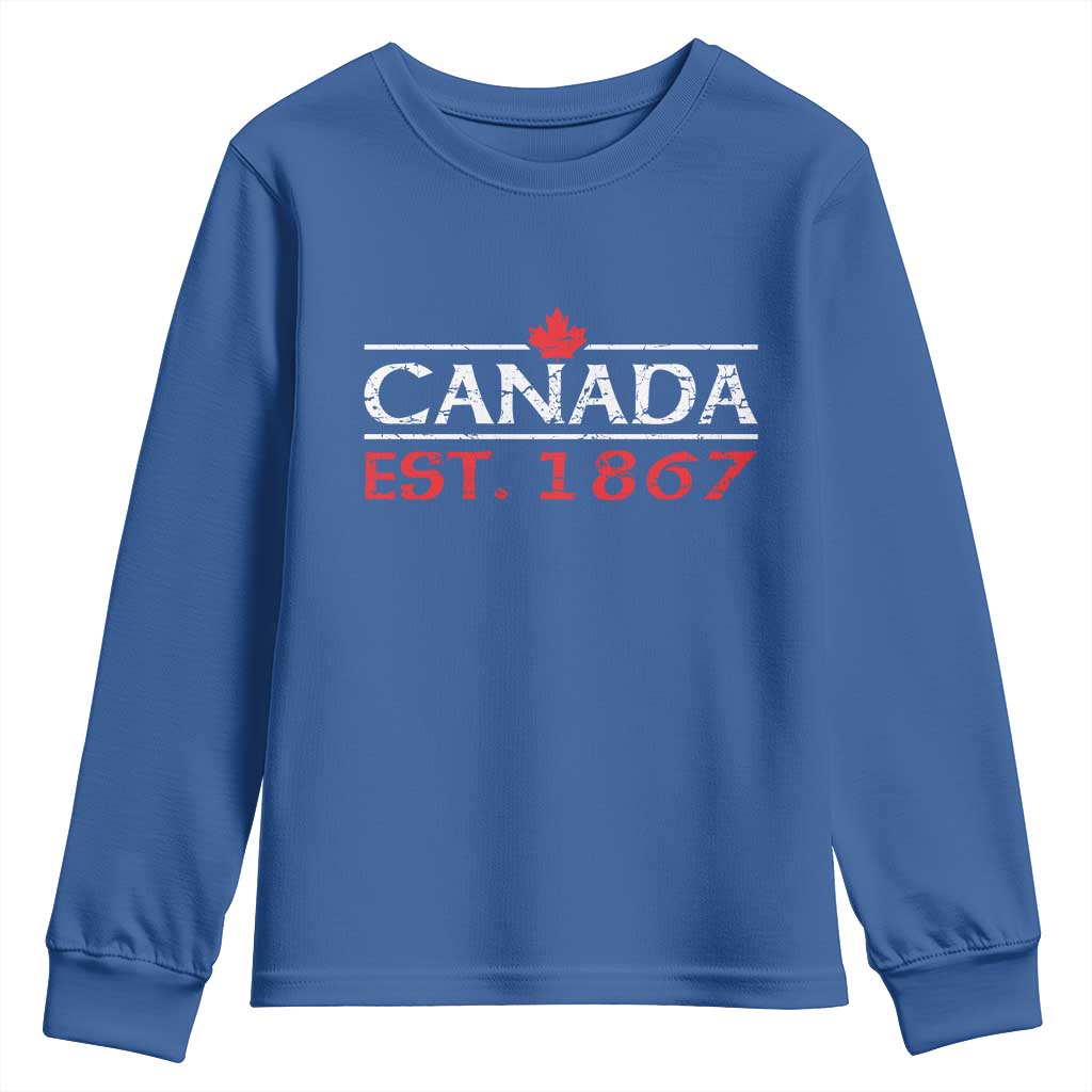 Canadian Maple Leaf Youth Sweatshirt Canada Flag Vintage Retro Sport TS10 Royal Blue Print Your Wear