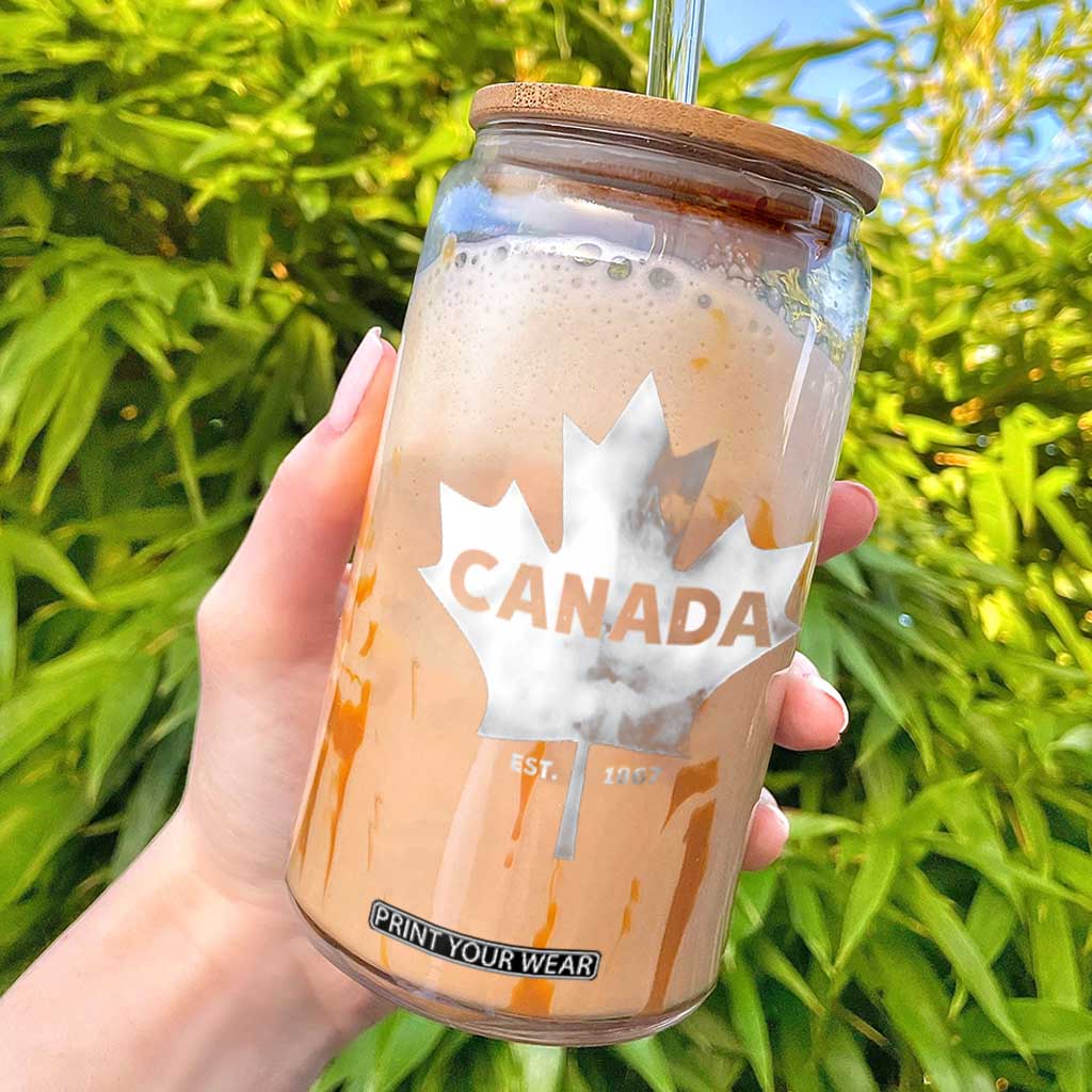 Canada Flag Glass Can Canadian Maple Leaf Vintage Retro Sport TS10 Black Print Your Wear