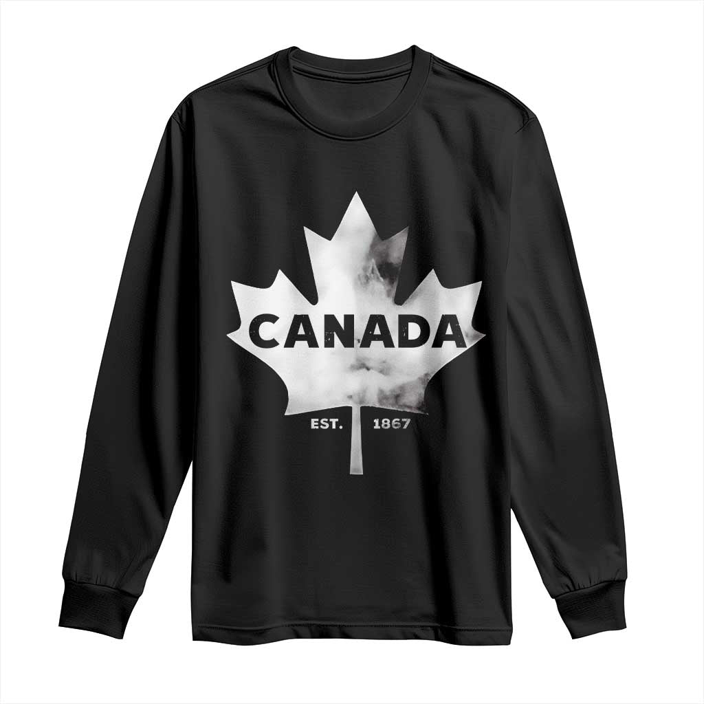 Canada Flag Long Sleeve Shirt Canadian Maple Leaf Vintage Retro Sport TS10 Black Print Your Wear