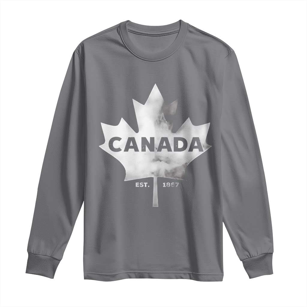 Canada Flag Long Sleeve Shirt Canadian Maple Leaf Vintage Retro Sport TS10 Charcoal Print Your Wear