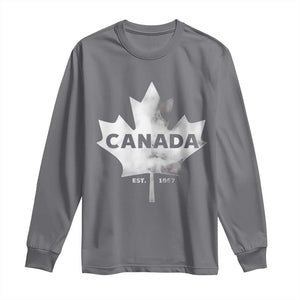 Canada Flag Long Sleeve Shirt Canadian Maple Leaf Vintage Retro Sport TS10 Charcoal Print Your Wear