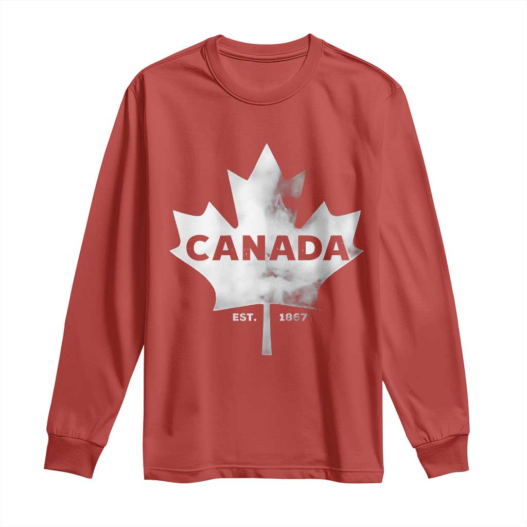 Canada Flag Long Sleeve Shirt Canadian Maple Leaf Vintage Retro Sport TS10 Red Print Your Wear