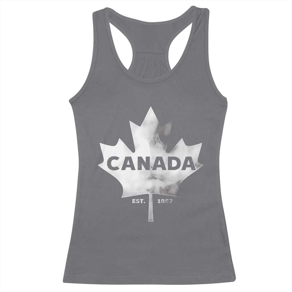 Canada Flag Racerback Tank Top Canadian Maple Leaf Vintage Retro Sport TS10 Charcoal Print Your Wear