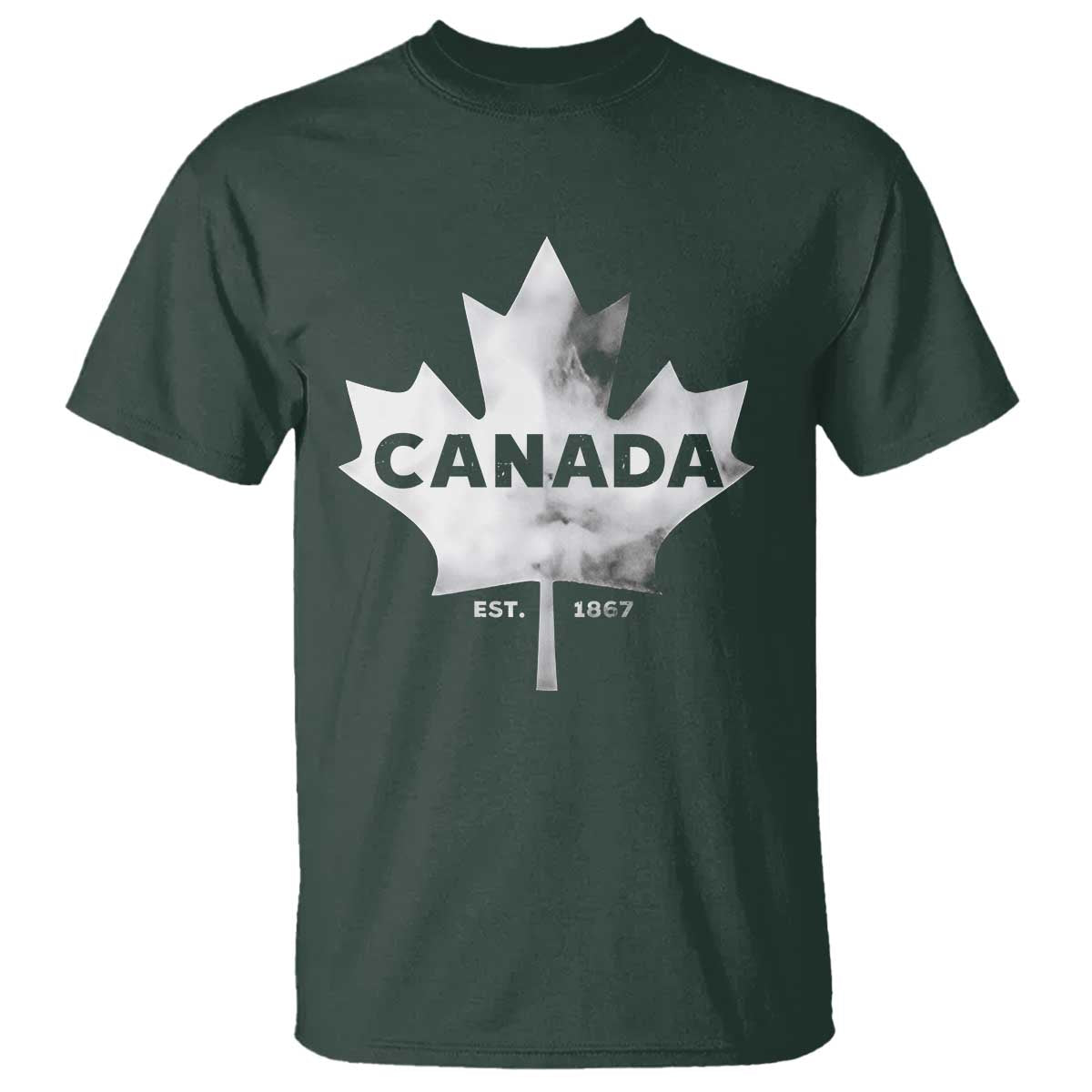 Canada Flag T Shirt Canadian Maple Leaf Vintage Retro Sport TS10 Dark Forest Green Print Your Wear