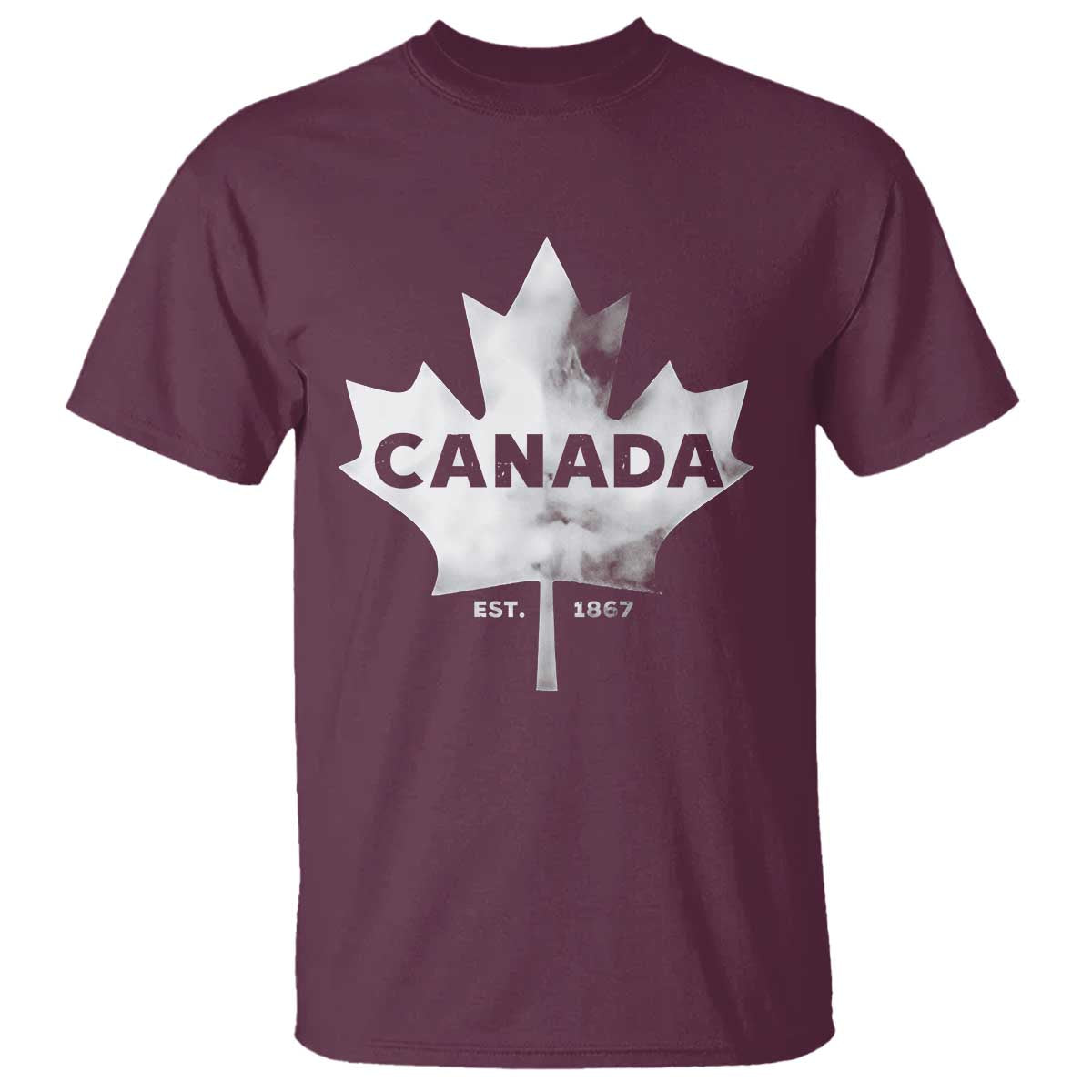 Canada Flag T Shirt Canadian Maple Leaf Vintage Retro Sport TS10 Maroon Print Your Wear