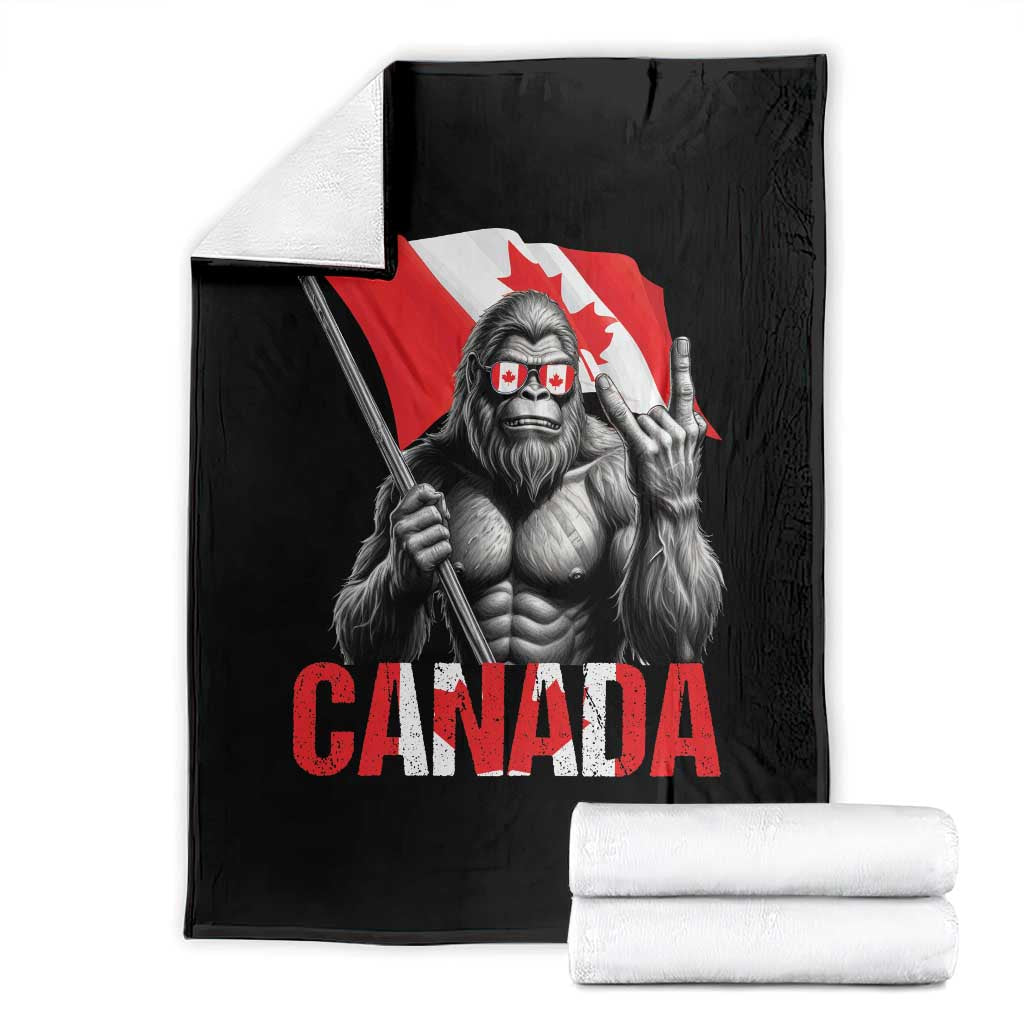 Bigfoot Canada Flag Throw Blanket Canadian Maple Leaf Patriotic Sasquatch TS10 Black Print Your Wear