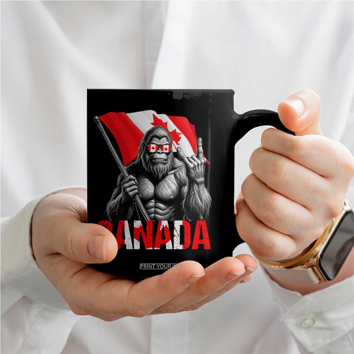Bigfoot Canada Flag Coffee Mug Canadian Maple Leaf Patriotic Sasquatch TS10 Print Your Wear
