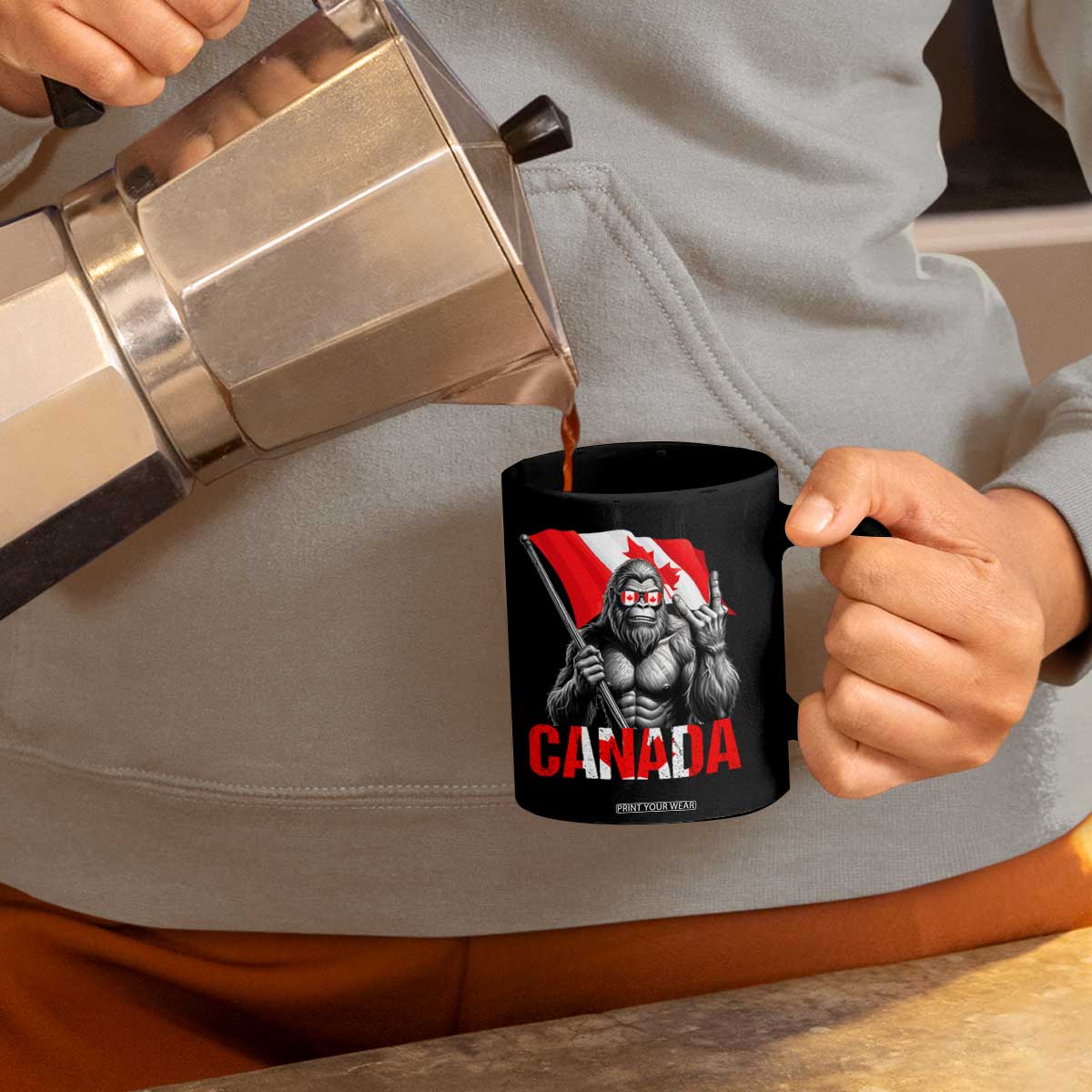 Bigfoot Canada Flag Coffee Mug Canadian Maple Leaf Patriotic Sasquatch TS10 Print Your Wear