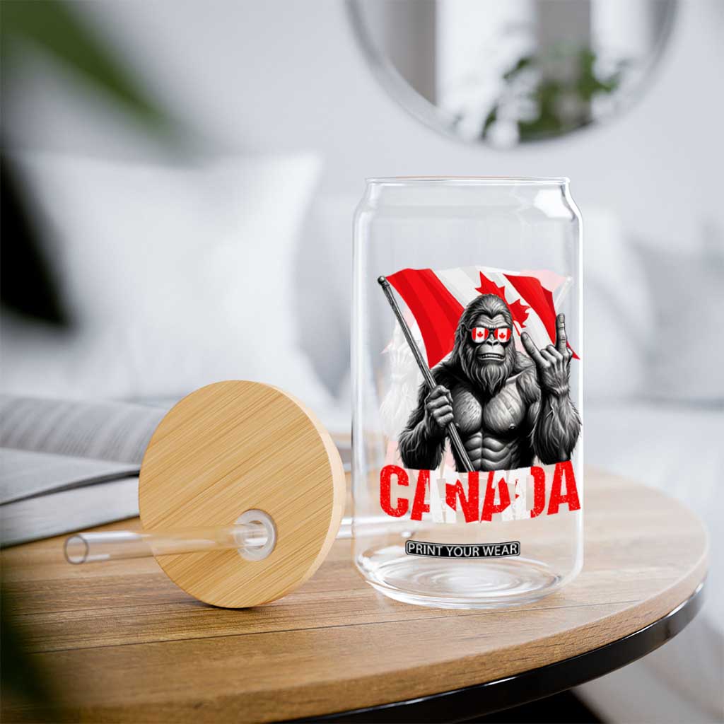 Bigfoot Canada Flag Glass Can Canadian Maple Leaf Patriotic Sasquatch TS10 Print Your Wear