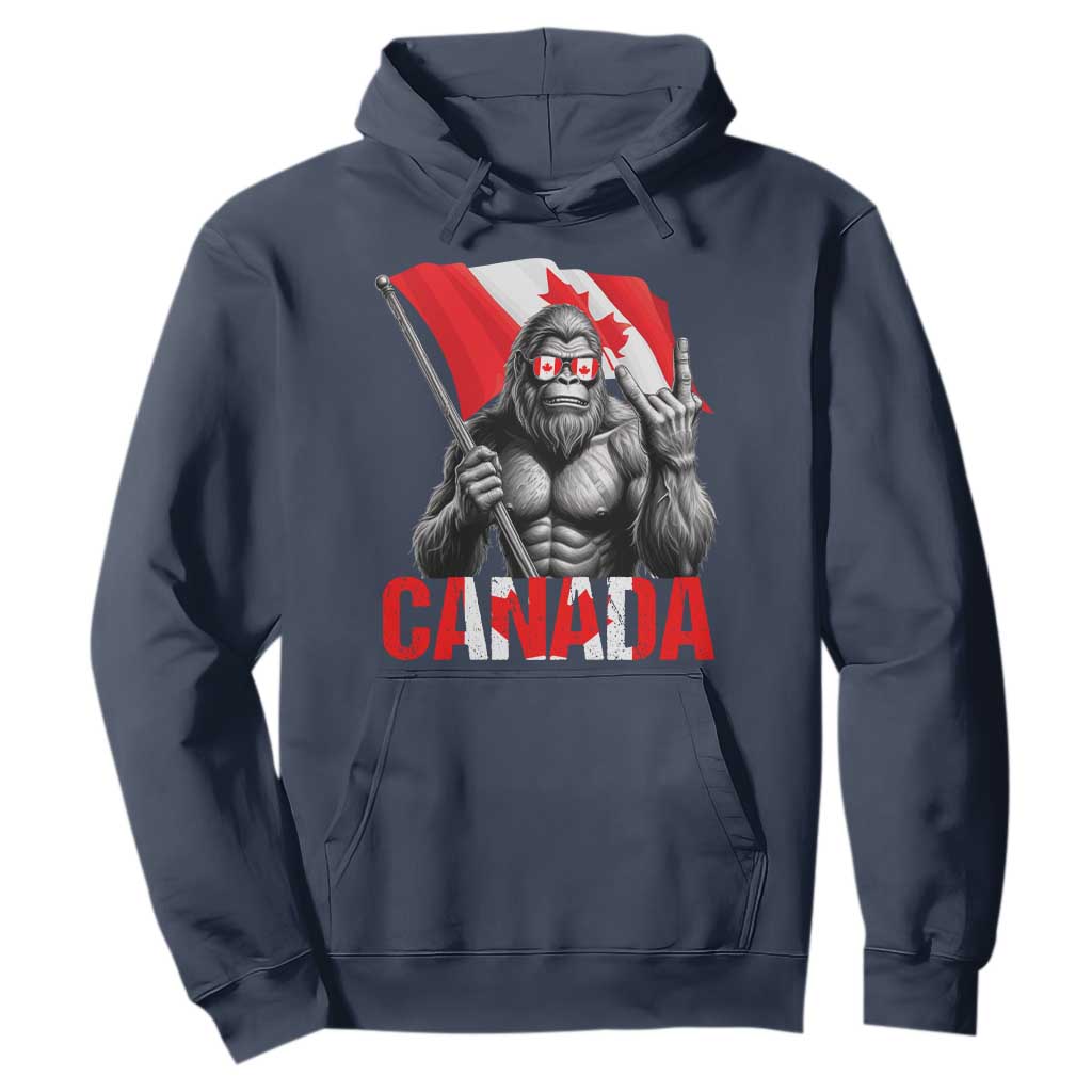 Bigfoot Canada Flag Hoodie Canadian Maple Leaf Patriotic Sasquatch TS10 Navy Print Your Wear