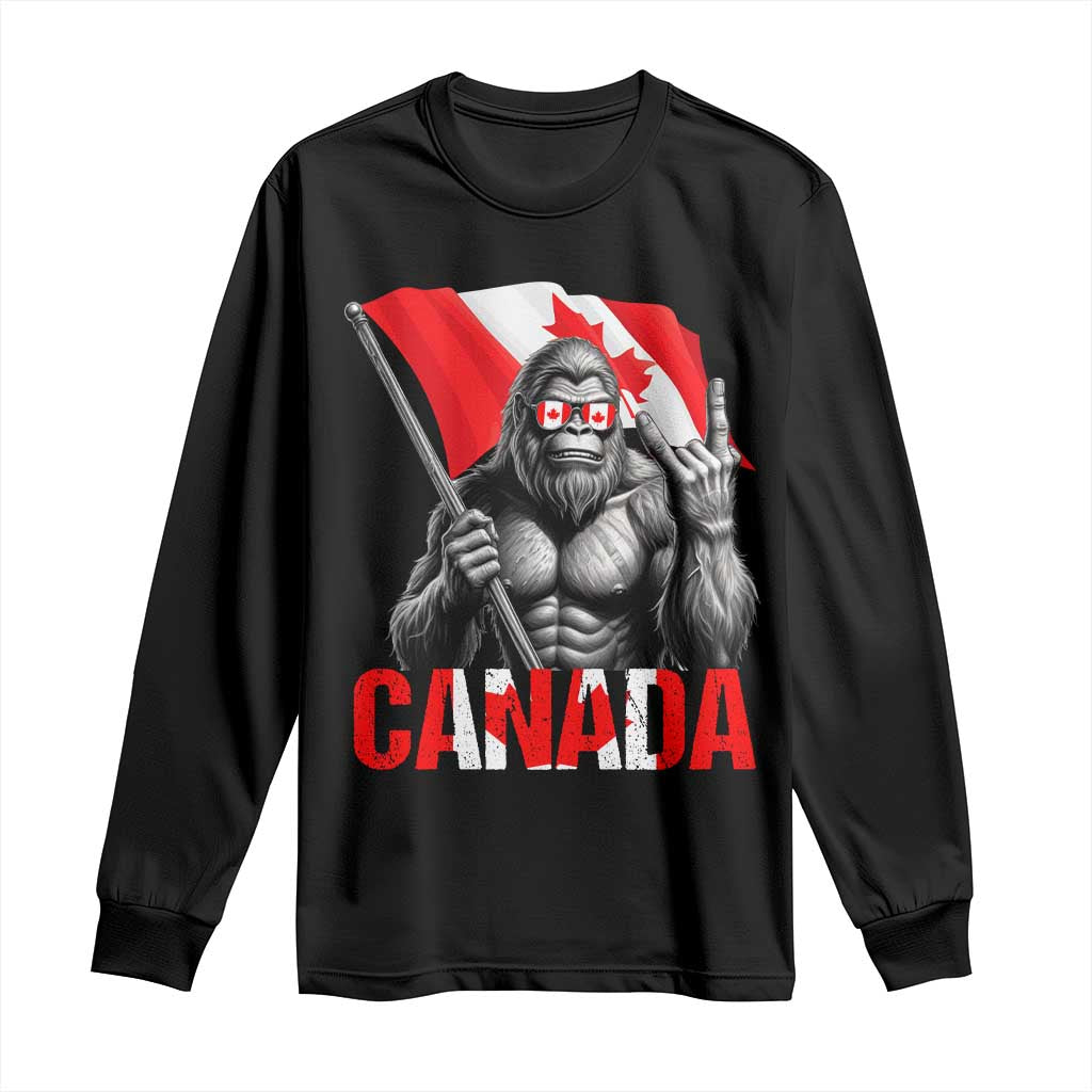 Bigfoot Canada Flag Long Sleeve Shirt Canadian Maple Leaf Patriotic Sasquatch TS10 Black Print Your Wear