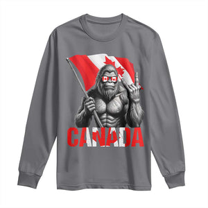 Bigfoot Canada Flag Long Sleeve Shirt Canadian Maple Leaf Patriotic Sasquatch TS10 Charcoal Print Your Wear