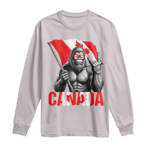 Bigfoot Canada Flag Long Sleeve Shirt Canadian Maple Leaf Patriotic Sasquatch TS10 Ice Gray Print Your Wear