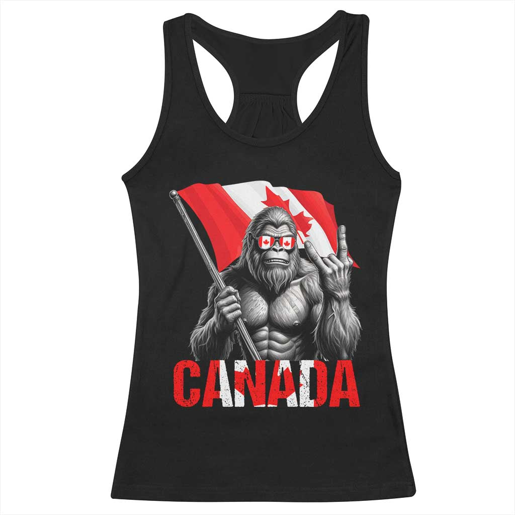 Bigfoot Canada Flag Racerback Tank Top Canadian Maple Leaf Patriotic Sasquatch TS10 Black Print Your Wear
