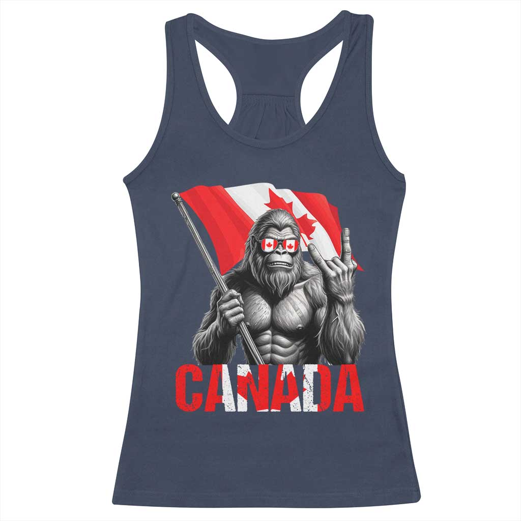 Bigfoot Canada Flag Racerback Tank Top Canadian Maple Leaf Patriotic Sasquatch TS10 Navy Print Your Wear