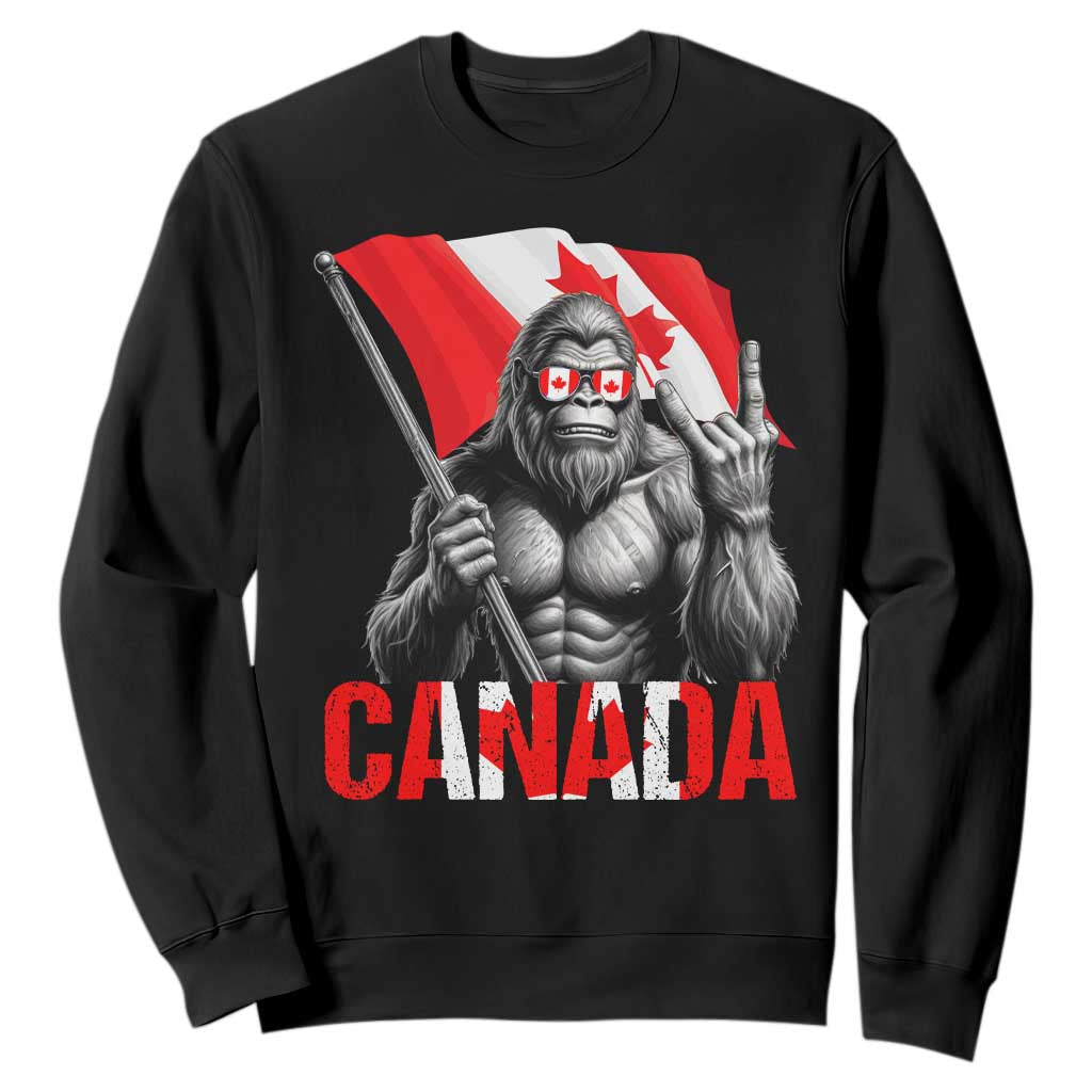 Bigfoot Canada Flag Sweatshirt Canadian Maple Leaf Patriotic Sasquatch TS10 Black Print Your Wear