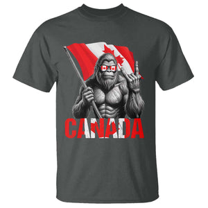 Bigfoot Canada Flag T Shirt Canadian Maple Leaf Patriotic Sasquatch TS10 Dark Heather Print Your Wear