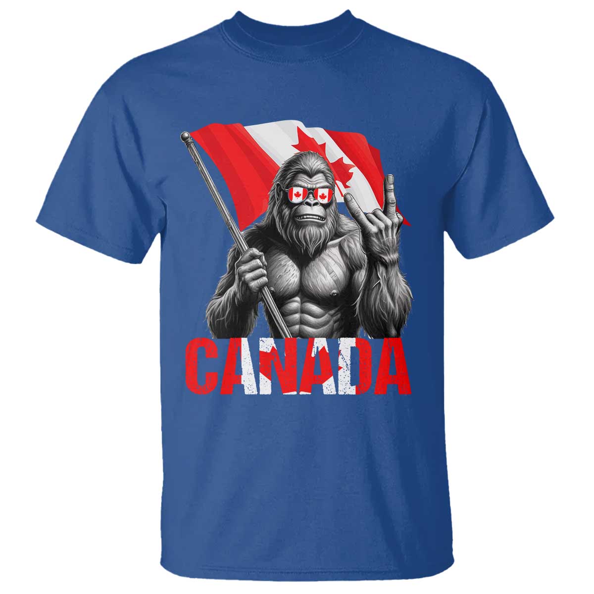 Bigfoot Canada Flag T Shirt Canadian Maple Leaf Patriotic Sasquatch TS10 Royal Blue Print Your Wear