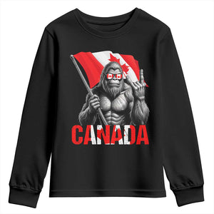 Bigfoot Canada Flag Youth Sweatshirt Canadian Maple Leaf Patriotic Sasquatch TS10 Black Print Your Wear