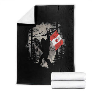 Bigfoot Canada Flag Throw Blanket Retro Sasquatch Forest Rock On TS10 Black Print Your Wear