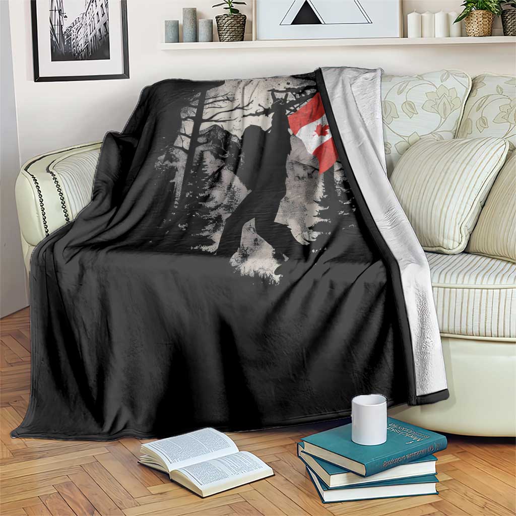 Bigfoot Canada Flag Throw Blanket Retro Sasquatch Forest Rock On TS10 Print Your Wear
