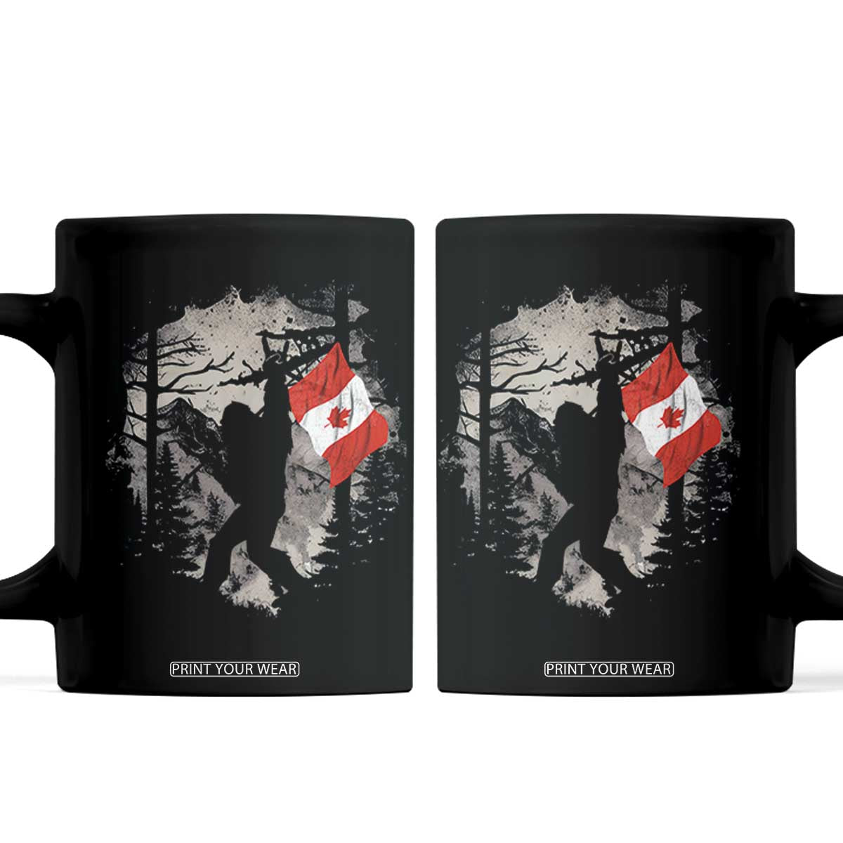 Bigfoot Canada Flag Coffee Mug Retro Sasquatch Forest Rock On TS10 Black Print Your Wear