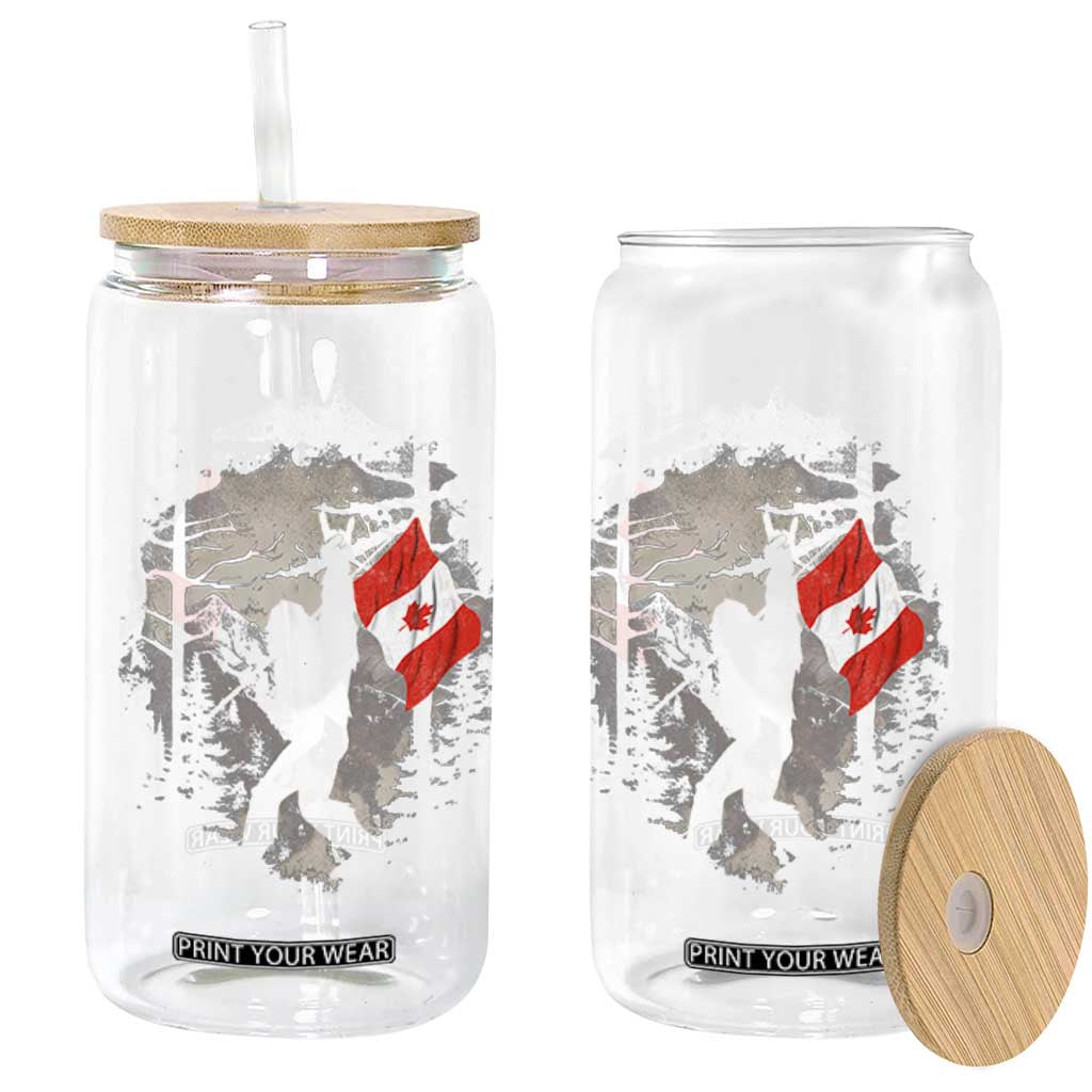 Bigfoot Canada Flag Glass Can Retro Sasquatch Forest Rock On TS10 Print Your Wear