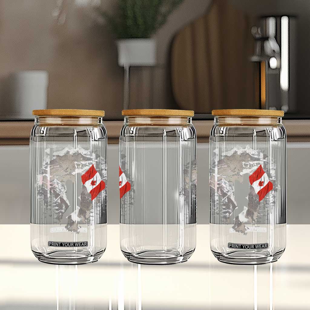 Bigfoot Canada Flag Glass Can Retro Sasquatch Forest Rock On TS10 Print Your Wear