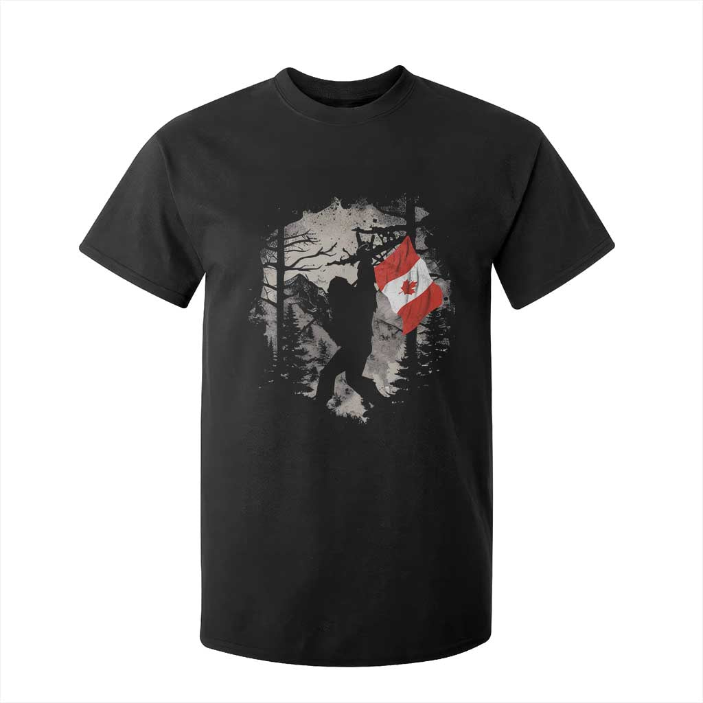 Bigfoot Canada Flag T Shirt For Kid Retro Sasquatch Forest Rock On TS10 Black Print Your Wear