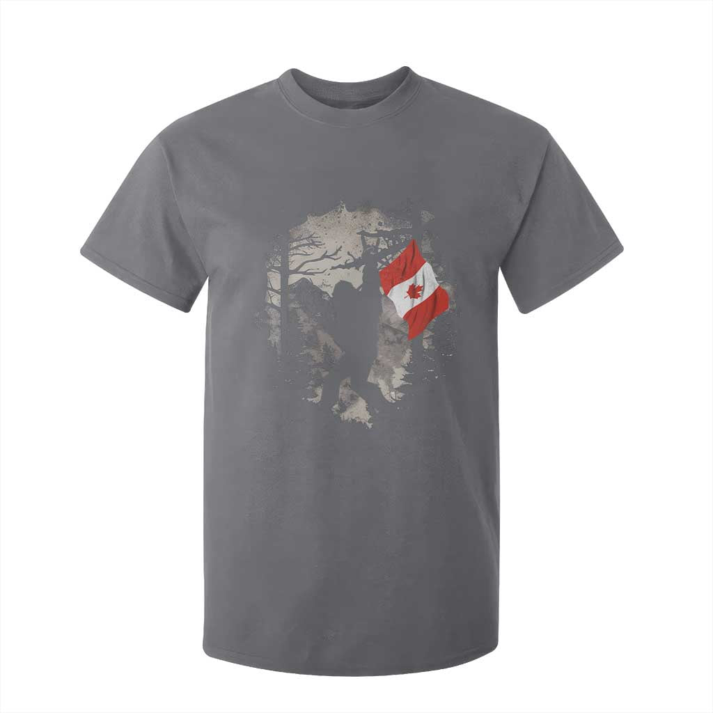 Bigfoot Canada Flag T Shirt For Kid Retro Sasquatch Forest Rock On TS10 Charcoal Print Your Wear