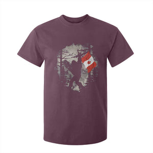 Bigfoot Canada Flag T Shirt For Kid Retro Sasquatch Forest Rock On TS10 Maroon Print Your Wear