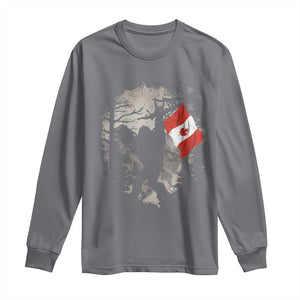 Bigfoot Canada Flag Long Sleeve Shirt Retro Sasquatch Forest Rock On TS10 Charcoal Print Your Wear
