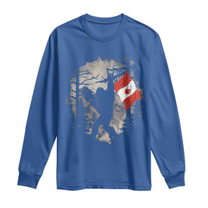 Bigfoot Canada Flag Long Sleeve Shirt Retro Sasquatch Forest Rock On TS10 Royal Blue Print Your Wear